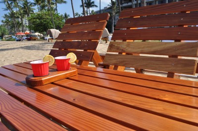 Wood Cabana with Cup Holders